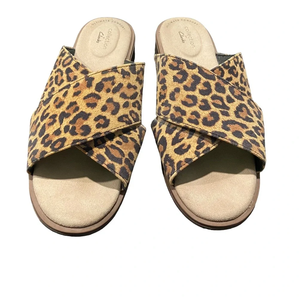 Clarks Women's Declan Ivy Sandal Leopard Print‎ Cheetah Size 8 Wide